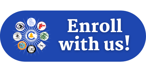 Enroll with us button with school logos