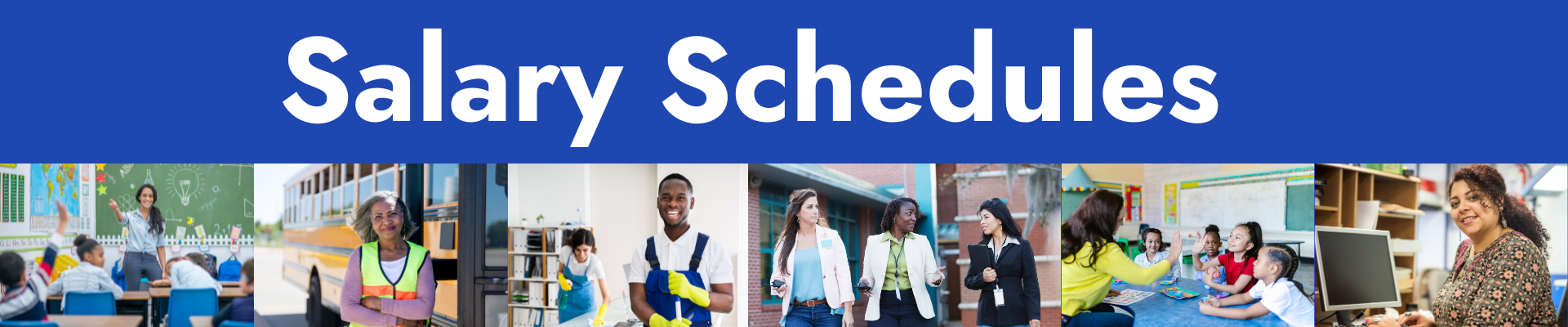 Photos of various people in district jobs. title-salary schedules