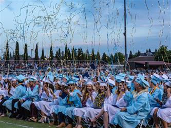 Students celebrating graduation