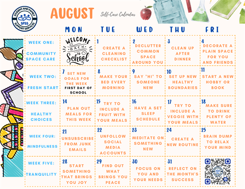 August 23 Self care calendar