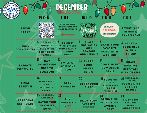 December 2023 self care calendar