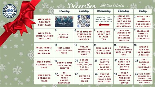 December 2022 Self Care calendar