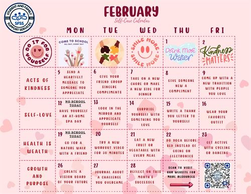 feb 2024 self care calendar
