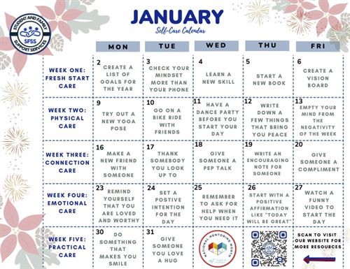 jan 2023 self care calendar