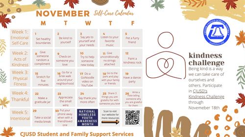 Nov 2022 Selfcare calendar
