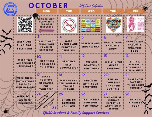 October 2022 self care calendar