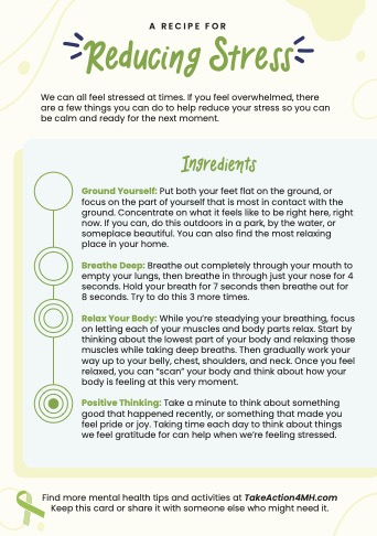 reducing stress recipe card