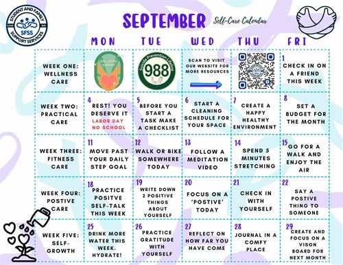 September self-care calendar 2023