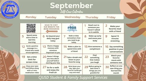 Sep 2022 selfcare calendar