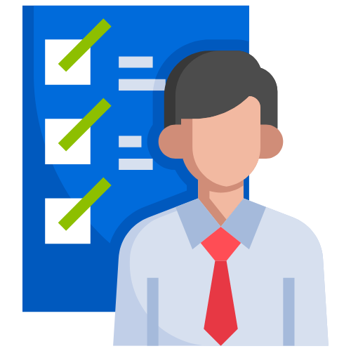 Man with evaluation check off